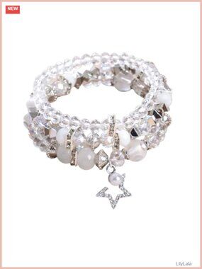 Y2K Star Charm Stretch Bracelets Acrylic Bead Layered Stackable Punk Party